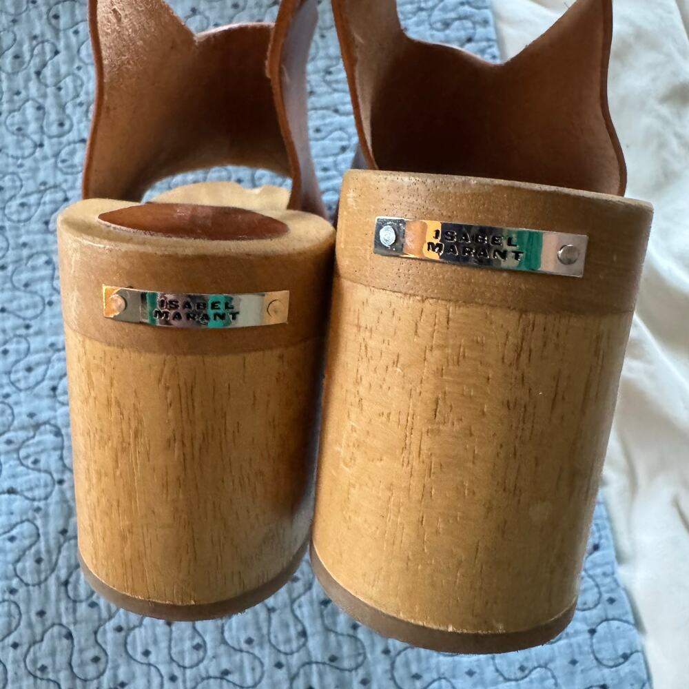 Isabel Marant Okya Clogs in Natural Open Toe Leather Upper Size 40 casual summer - Picture 10 of 12